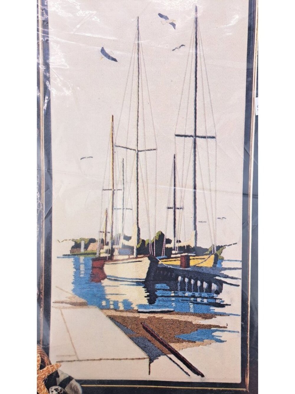 Vintage Saltwater Harbor Crewel Stitch Kit Paragon Fits 12x26 Frame 0723 Boat - Picture 9 of 10